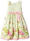 Bonnie Jean Girls 2-6x Border Print Dress,Green,4