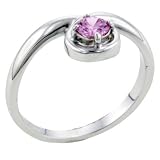 Round Pink Cz Sterling Silver Loop Promise Ring