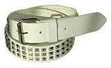 BeltsandStuds Goth Punk Silver Stud Studded White Snap on Belt New