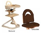 Svan High Chair from Scandinavian Child with Infant Kit and Cushion, Chocolate Cushion with Natural Wood