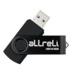 aLLreli USB3.0フラッシュドライブ メモリースティック/USB3.0フラッシュメモリー ハイスピード/高速転送ブラック[回転デザイン] 32GB (ブラック/黒） [並行輸入品]