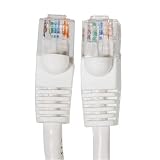 Ethernet Cable, CAT5e - 50 ft White - Gold Plated Male to Male Connectors for Base-T Networks