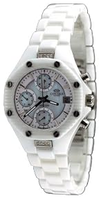Oniss #ON8201-L Women's Multi Function 3 Dial Display White Ceramic Watch
