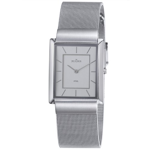 Skagen Men's 224LSS Silver-Tone Rectangular Case Watch