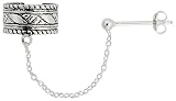 Sterling Silver Ear Cuff Earring (one piece) with Ball Stud and Chain