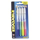 Erasable Highlighter,Pen Style,4/ST,Yellow,Pink,Green,Blue