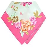 Leonard Aqua and Hot Pink Floral Printed Silk Square Scarf