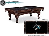 San Jose Sharks Logo Pool Table with Elmhurst Legs and Cinnamon Finish