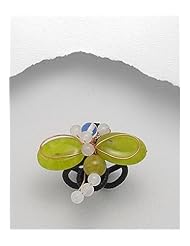 Lawn Green Butterfly Cotton Waxed Thread Jade Ring In Copper