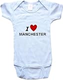 I LOVE MANCHESTER - MANCHESTER BABY - City Series - White, Blue or Pink Onesie / Baby T-shirt