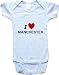 I LOVE MANCHESTER - MANCHESTER BABY - City Series - White, Blue or Pink Onesie / Baby T-shirt