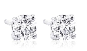 1/2 CT Total Weight Diamond Stud Earrings 14K White Gold GH I1 Clarity