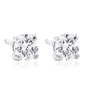1/2 carat Brilliant Round Diamond Stud Earrings in 14Kt White or Yellow Gold (GH - I2)-W