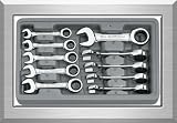 KD 9520 Gear Wrench 10 Piece 10-Millimeter to 19-Millimeter Stubby Ratcheting Box End and Open End Combination Wrench Set