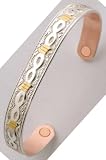 Sabona 54965 Silver with Gold Barb Magnetic Bracelet, Large