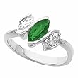 14K White Gold Tsavorite (Green Garnet) and Diamond Ring