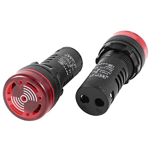 Panel Mount ACDC 110V Red LED Buzzer Alarm Signal Indicator Light 2Pcs