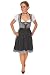Trachten Dirndl-Set, 3-teilig, Midi, kurz, inkl. Schürze und Bluse, schwarz weiß kariert mit schwarzer Bordüre und 