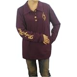 Baby Phat - Womens Baby Phat purple long sleeve collared top. 100% authentic hip-hop brand name top with 3 large gold embroidered logos on front and sleeves. Very sharp urban designer top with excellent cutting and gold button on collar.