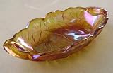 Vintage Glass Carnival Serving Dish Plate - Marigold - 9 1/2 inches x 4 3/4 inches x 1 1/2 inches