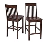 Set of 2 Counter Height Stools with Slat Back in Espresso Finish