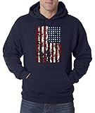 American Flag Distressed Tattered Vintage USA Patriot Pullover Hoodie S-3XL - Navy - L