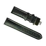 BANDA WYOMING BUFFALO LEATHER WATCHBAND WITH STAINLESS DOUBLE FOLDING BUTTERFLY CLASP DEPLOYANT... by Caddy Bay Collection