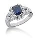 2 Ct Diamond Sapphire Ring Engagement Emerald cut 14k White Gold