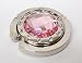 Light Pink Crystal Surrounded By Diamonds Foldup Hand Bag Purse Hook Hanger