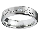 Stainless Steel True Love Waits Purity Ring with CZ (Sizes 6-12)