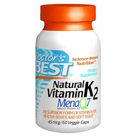 Doctors Best Natural Vitamin K2 Featuring Menaq7, 60 Vcaps, 45 Mcg
