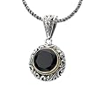 925 Silver & Round Faceted Onyx Pendant with 18k Gold Accents