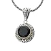 925 Silver & Round Faceted Onyx Pendant with 18k Gold Accents