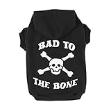 ROPALIA Puppy Pet Dog Cat Sweatshirt Bone Skull Printed Hoodie Sweater Black S