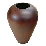 EXP Elite Elegance Handmade Lacquered Mango Wood Flower Vase Rich Mahogany Finish (Thailand)