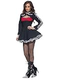 Womens Race Car Driver Costume Black Mini Dress Long Sleeve Sports Theatre Costumes