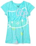 Hello Kitty Girls 7-16 Big Face T,Green,L (12)