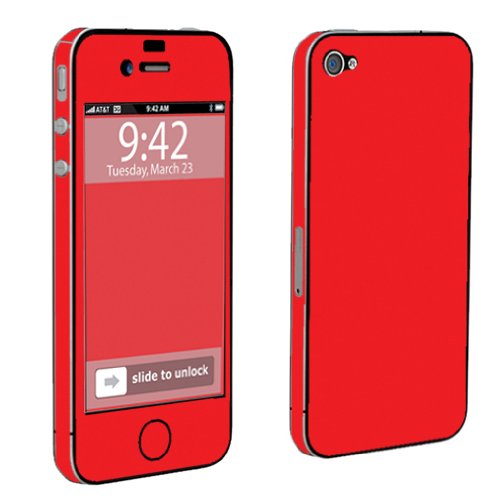 Apple iPhone 4 or 4s Full Body Decal Vinyl Skin - Hot Red By SkinGuardz Apple iPhone 4 or 4s Full Body Decal Vinyl Skin - Hot Red By SkinGuardz