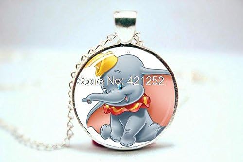 Pretty Lee 2015 Fashion Dumbo Elephant Necklace Glass Photo Cabochon Necklace Christmas gift