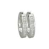 14K White Gold 1/4 ct. Princess Cut Diamond Hoop Earrings