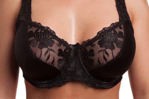 Ladies Underwired Bra Satin Black White 34 36 38 40 4244 46 D Dd E F G H J (42J, Black)