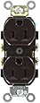 Leviton CR15 15-Amp, 125-Volt, Narrow Body Duplex Receptacle, Straight Blade, Commercial Grade, Self Grounding, Side Wired, Brown
