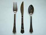 30 X Mirror Silver Plastic Cutlery Set Heavy Duty disp