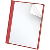Oxford Clear Front Report Covers, Letter Size, Red, 25 per Box (55811)