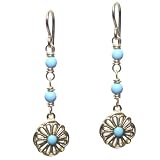 Turquoise Earrings by Elizabeth Showers, 1 3/4