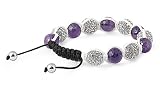 10mm Amethyst Stone Disco Balls Purple Clear Rhinestone White String Bracelet