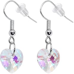 Aurora Crystal Heart Dangle Earrings
