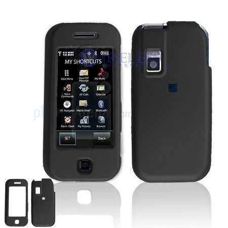 Black Rubber Case Cover Snap On Protective for Samsung Glyde U940