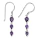 Sterling Silver 3-stone Amethyst Dangle Earrings by Sajen