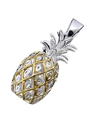 925 Silver Two Tone Large Pineapple Pendant Hawaiian Silver Jewelry